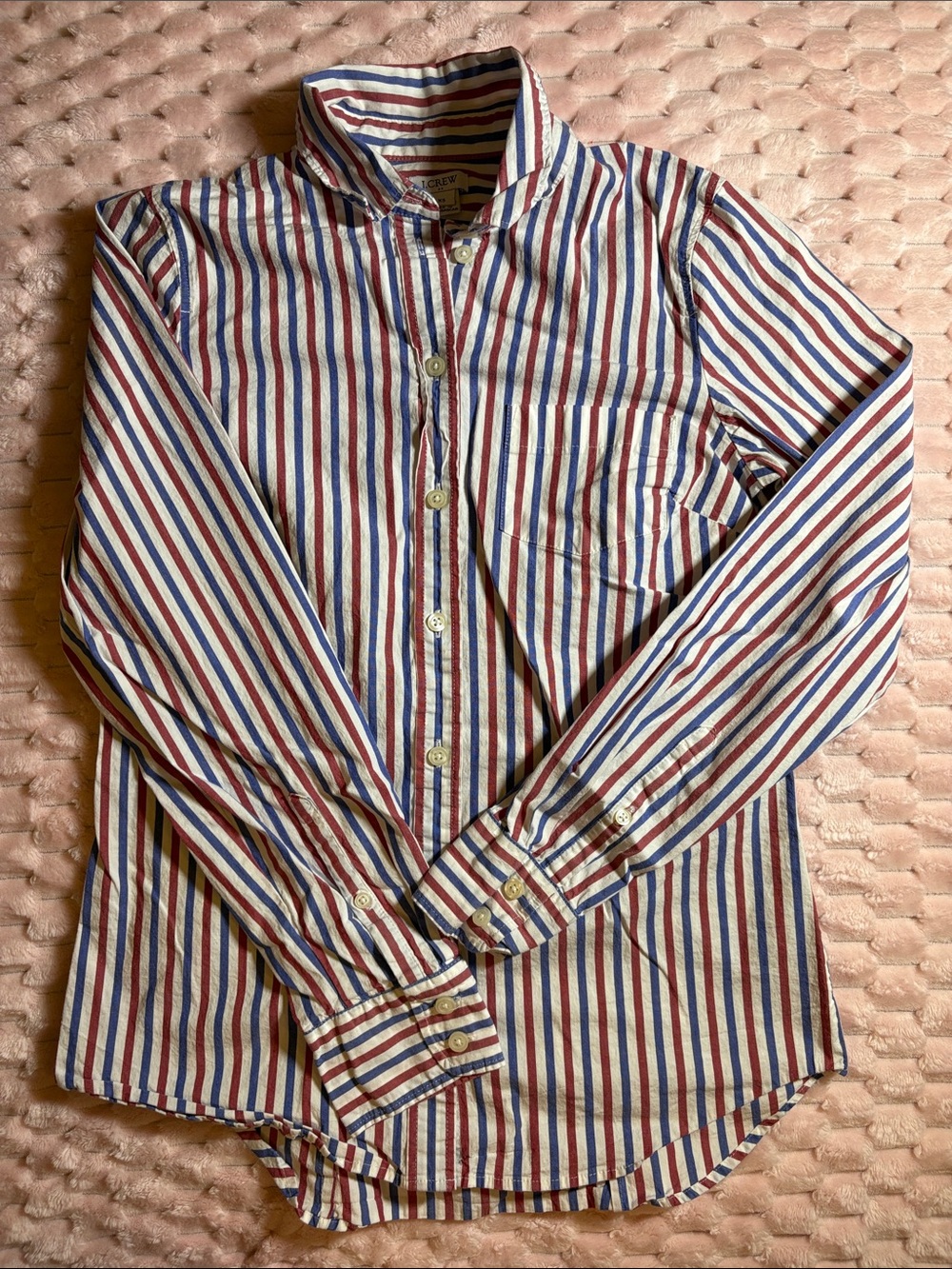 J.Crew Striped Button-Down Women’s Shirt in Red, Blue & White